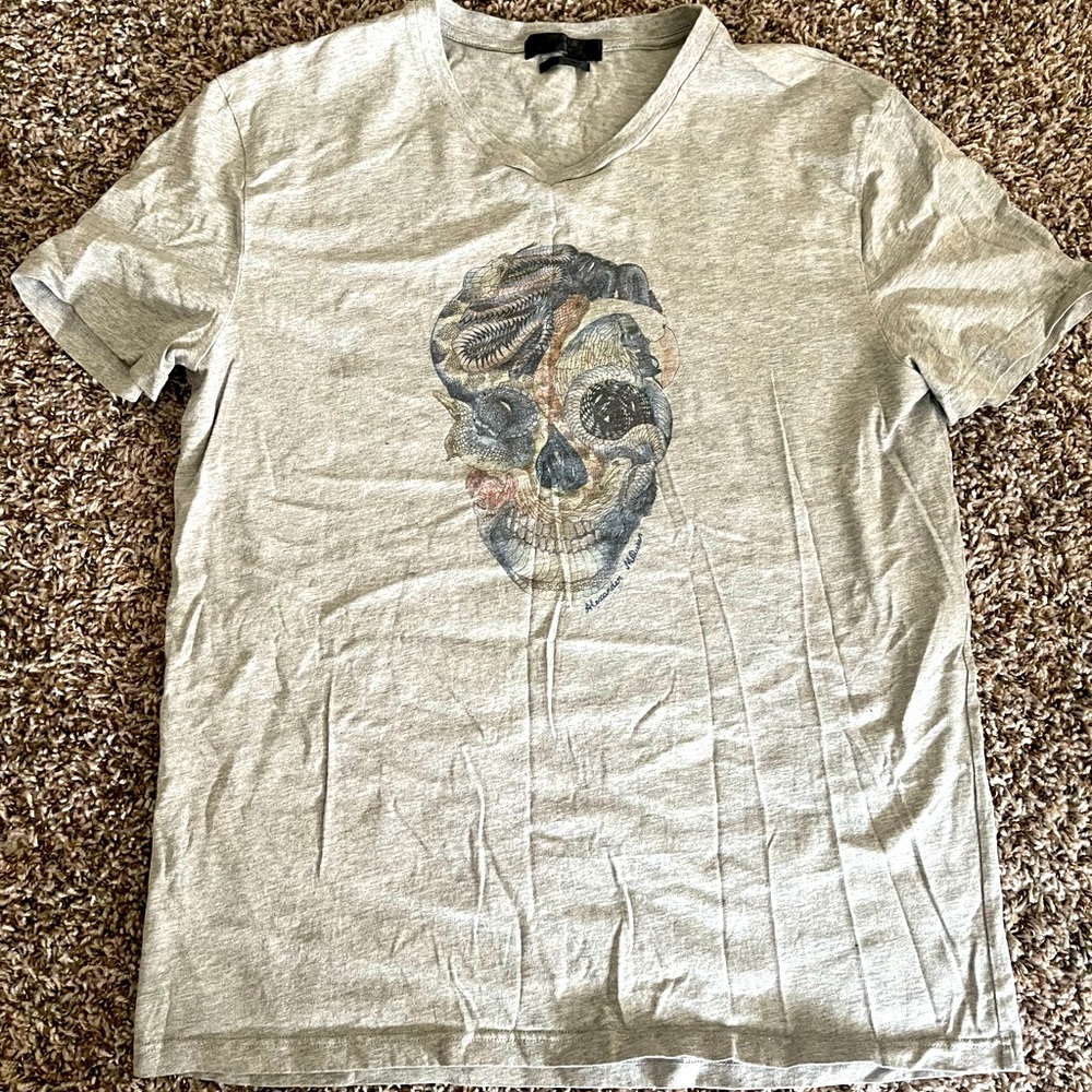 Alexander McQueen Grey Skull Tee Shirt